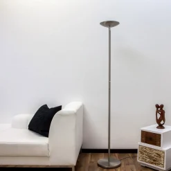 Lindby LED-gulvlampe Malea, nikkelfarvet, dæmpbar, 180 cm