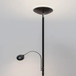 LED-gulvlampe Malea, sort, læselampe, dæmpbar^Lindby Discount