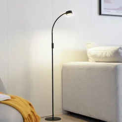 Lindby LED-gulvlampe Maori, 140 cm, sort, CCT, dæmpbar