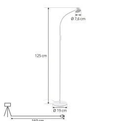 Lindby LED-gulvlampe Maori, hvid, metal, CCT, dæmpbar