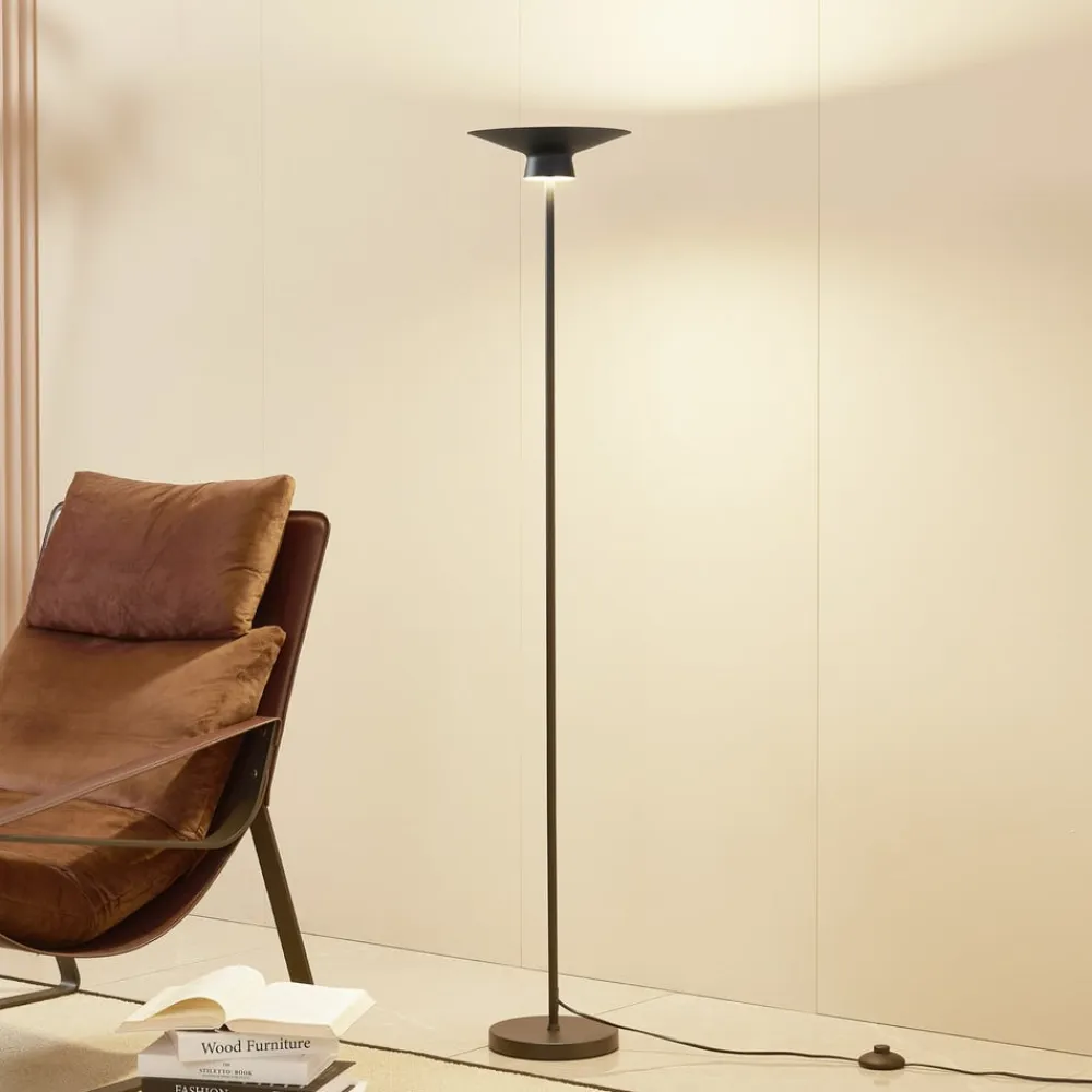 Lindby LED-gulvlampe Norvind, sort, metal, 1 lyskilde