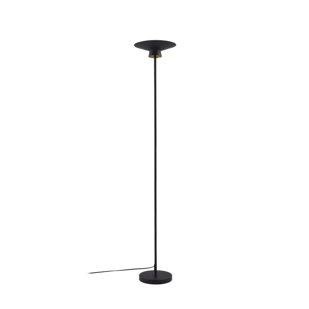Lindby LED-gulvlampe Norvind, sort, metal, 1 lyskilde