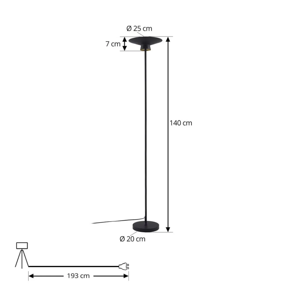 Lindby LED-gulvlampe Norvind, sort, metal, 1 lyskilde