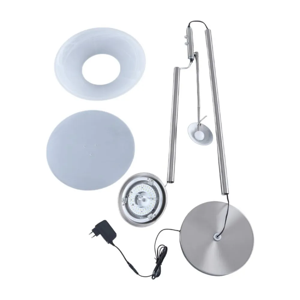 Lindby LED-gulvlampe Ragna, læselampe, nikkel, dæmpbar