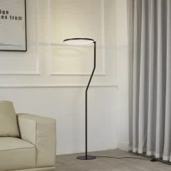 LED-gulvlampe Rayon, sort, metal, højde 150,3 cm^Lindby Hot