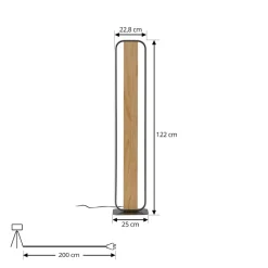 LED-gulvlampe Romilda, grå, træ, højde 122 cm^Lindby Clearance