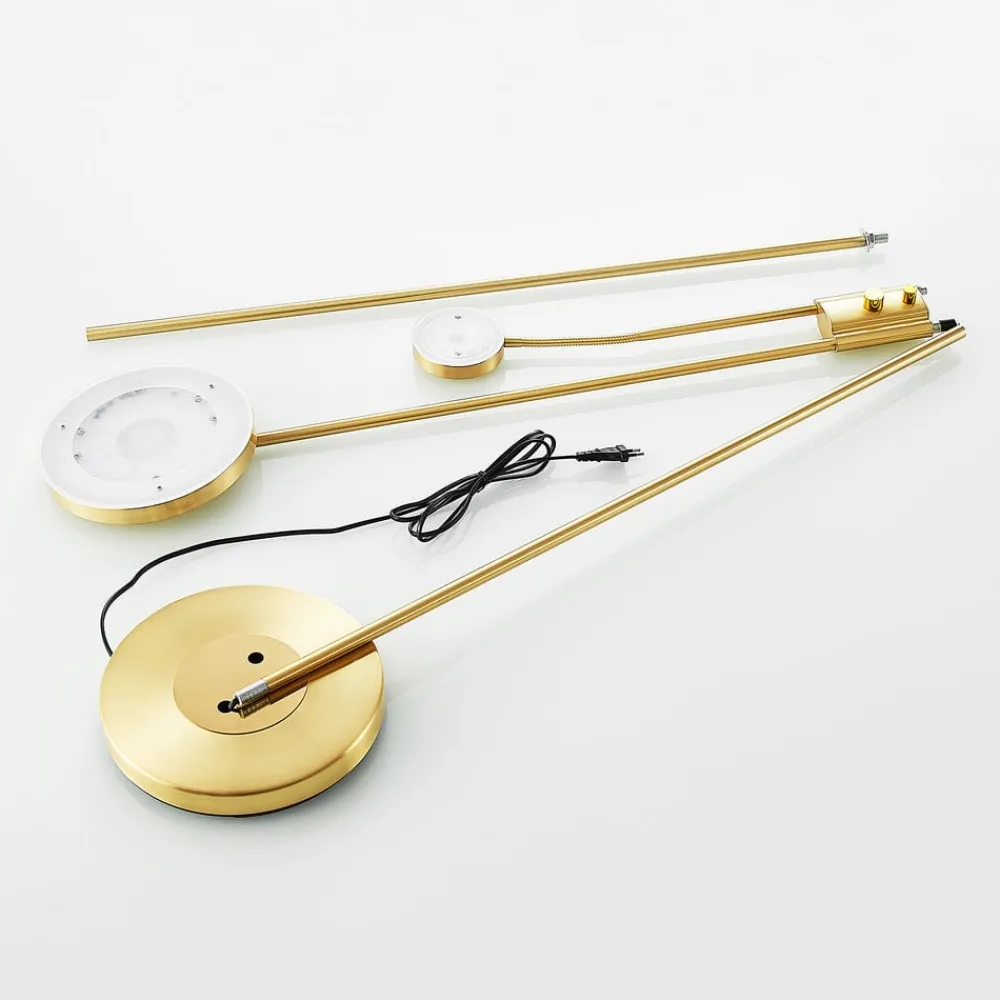 Lindby Gulvlamper|Gulvlamper>LED-gulvlampe Seppa, rund, messing, metal, 180 cm