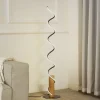 LED-gulvlampe Spiraali, grå, træ, højde 133 cm^Lindby Hot