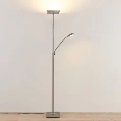 Lindby LED-gulvlampe Sumani, kantet, nikkel, højde 180 cm