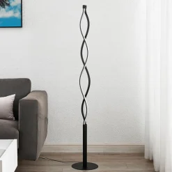 Lindby Pendellamper|Gulvlamper>LED-gulvlampe Welina, sort, 150 cm, dæmpbar