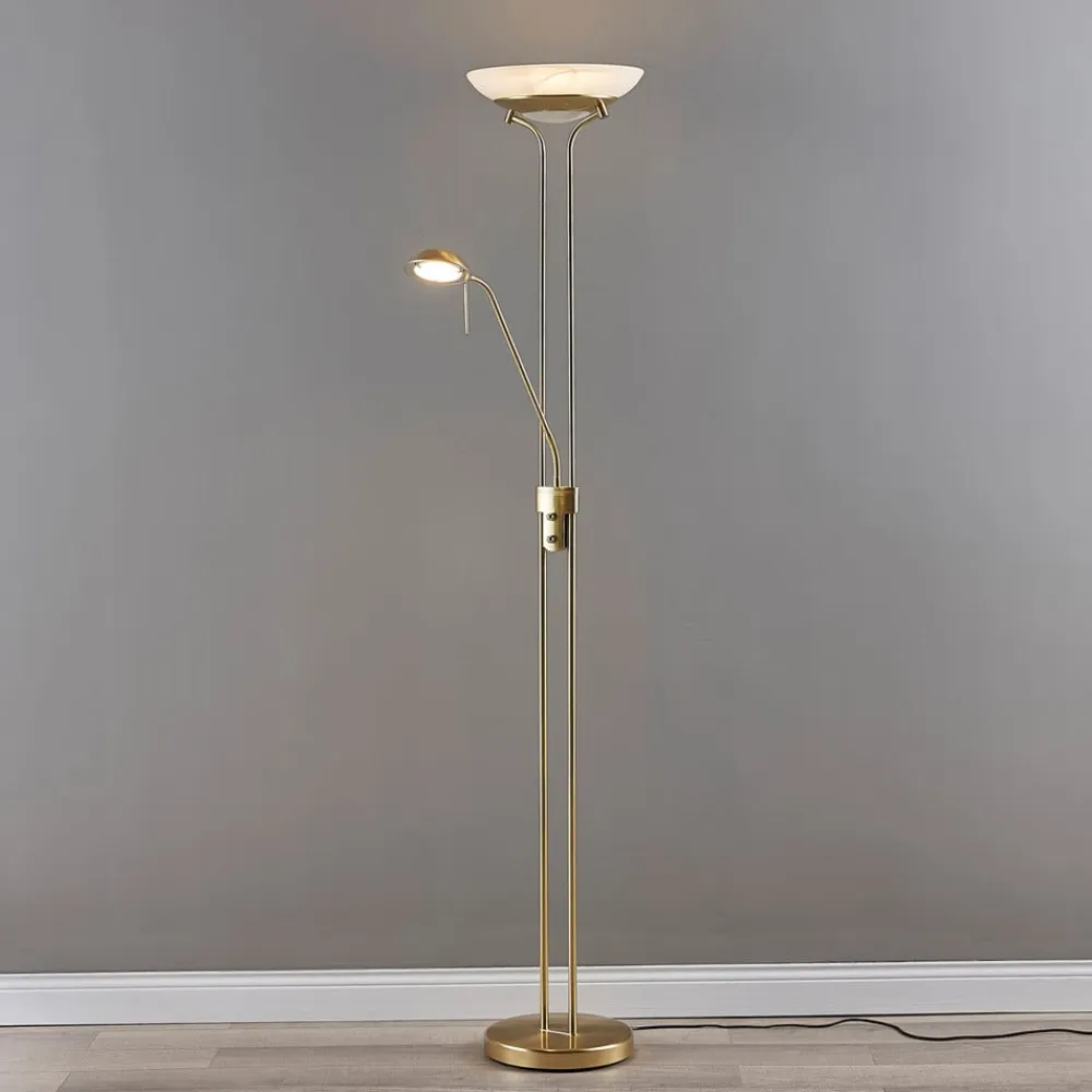 Lindby Gulvlamper|Gulvlamper>LED-gulvlampe Yveta, messing, metal, dæmpbar, 183 cm