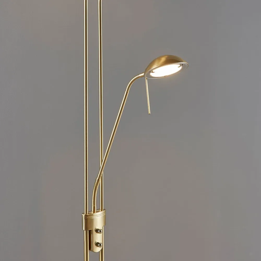 Lindby Gulvlamper|Gulvlamper>LED-gulvlampe Yveta, messing, metal, dæmpbar, 183 cm