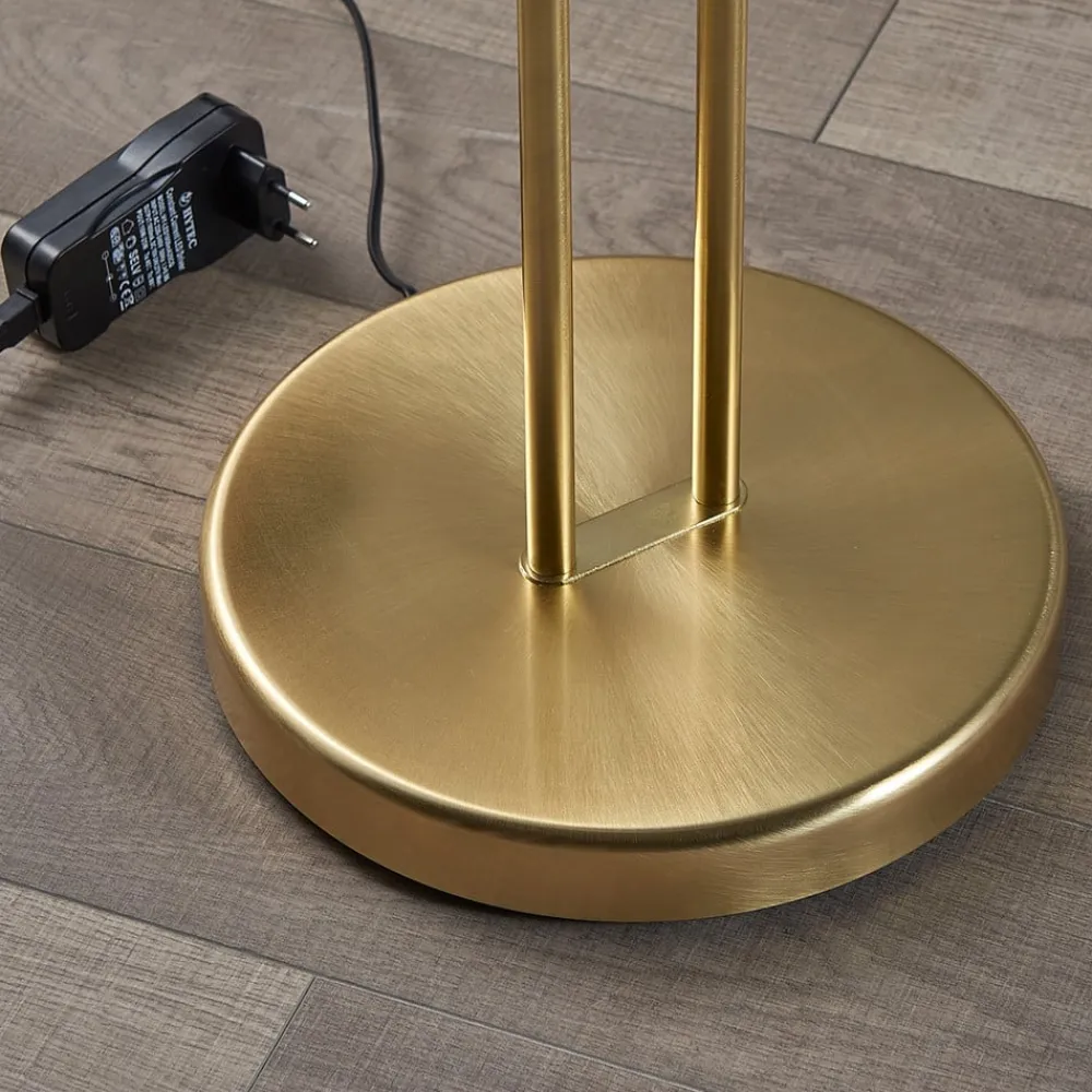 Lindby Gulvlamper|Gulvlamper>LED-gulvlampe Yveta, messing, metal, dæmpbar, 183 cm