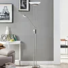 Lindby Pendellamper|Gulvlamper>LED-gulvlampe Yveta, nikkelfarvet, metal, dæmpbar