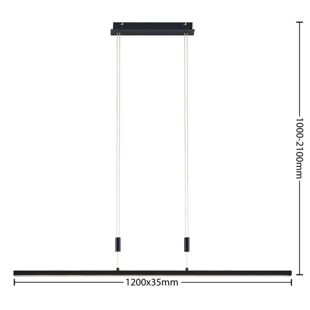 Lindby LED-hængelampe Arneja, sort, CCT, højdejusterbar