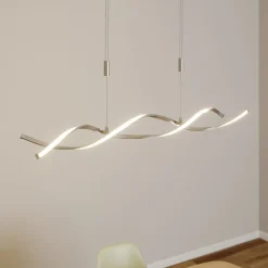 LED-hængelampe Auron, nikkelfarvet, metal, dæmpbar^Lindby Online