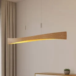 Lindby Pendellamper|Pendellamper>LED-hængelampe Beazina, eg, metal, 118 cm