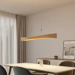 Lindby Pendellamper|Pendellamper>LED-hængelampe Beazina, eg, metal, 118 cm