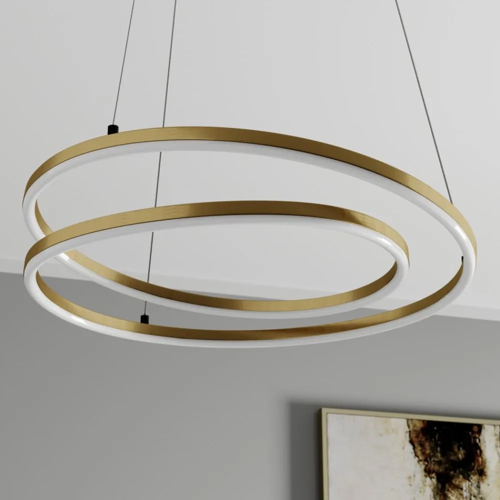 Lindby LED-hængelampe Davian, messingfarvet, 49 cm, dæmpbar