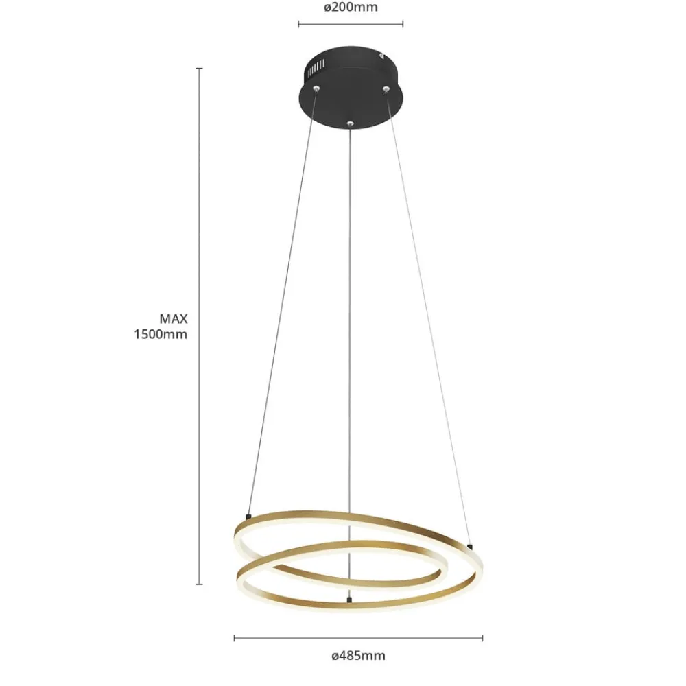 Lindby LED-hængelampe Davian, messingfarvet, 49 cm, dæmpbar