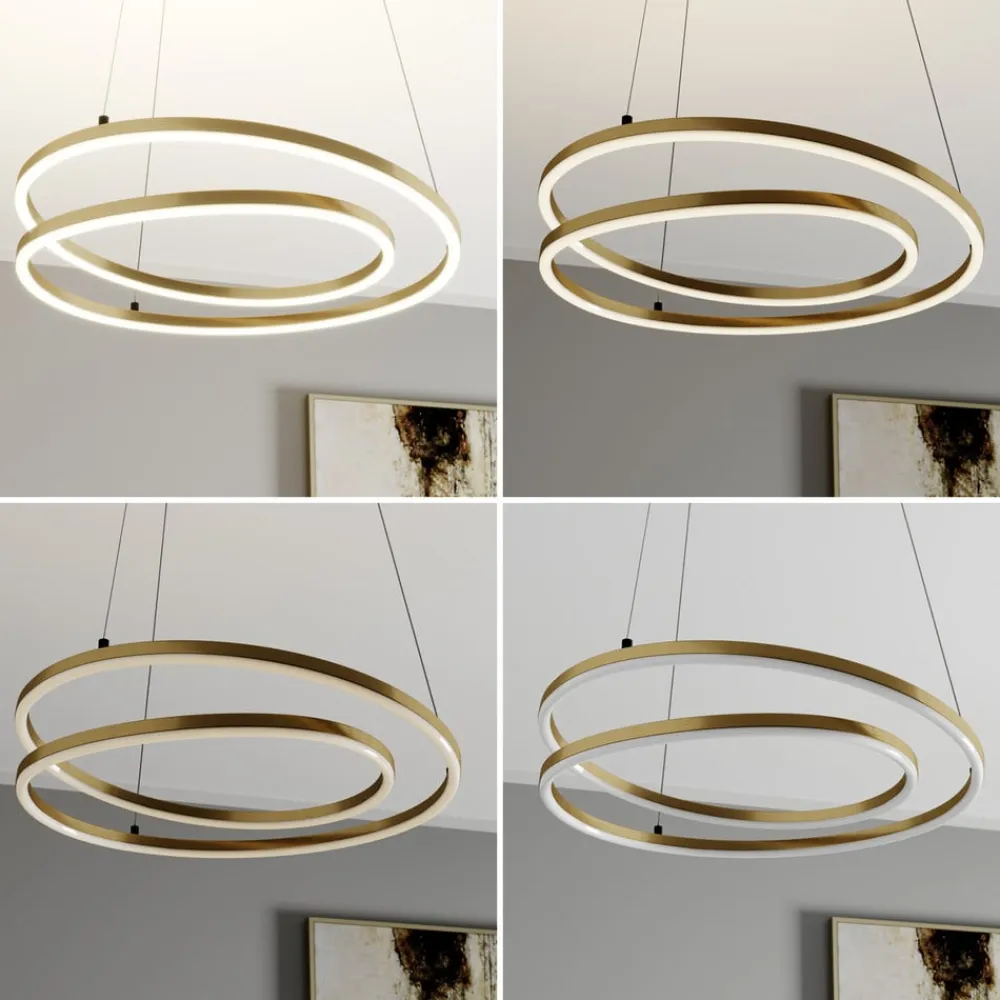 Lindby LED-hængelampe Davian, messingfarvet, 49 cm, dæmpbar