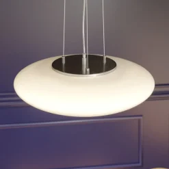 LED-hængelampe Gunda, hvid, glas, Ø 47 cm, dæmpbar^Lindby Hot