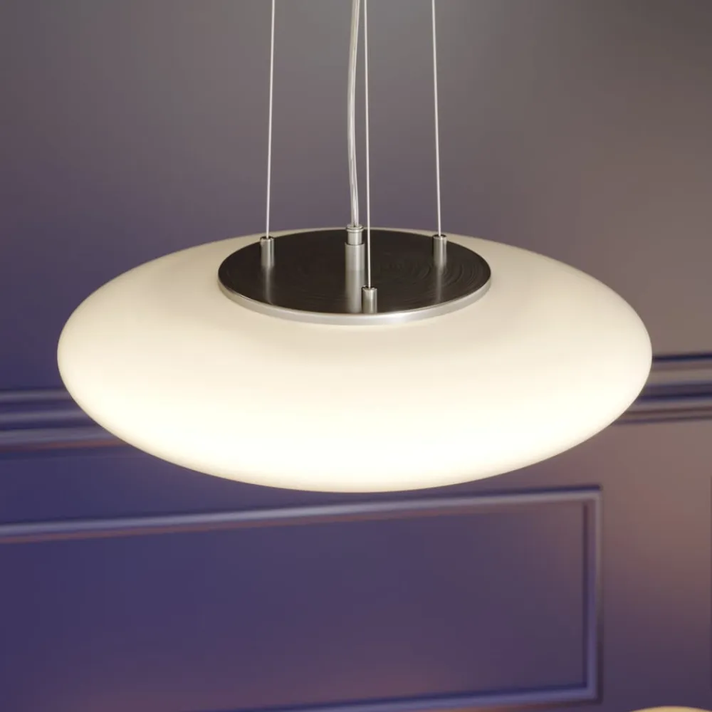 LED-hængelampe Gunda, hvid, glas, Ø 47 cm, dæmpbar^Lindby Hot