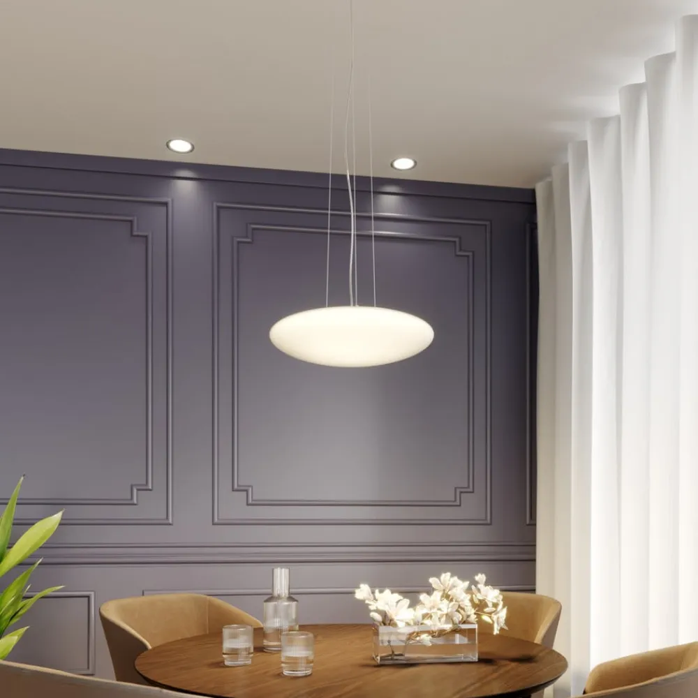 LED-hængelampe Gunda, hvid, glas, Ø 47 cm, dæmpbar^Lindby Hot