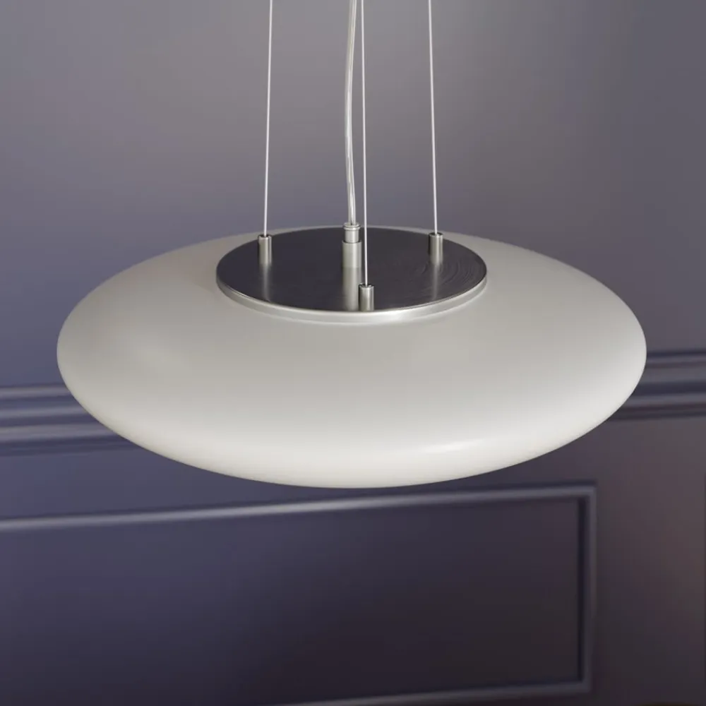 LED-hængelampe Gunda, hvid, glas, Ø 47 cm, dæmpbar^Lindby Hot