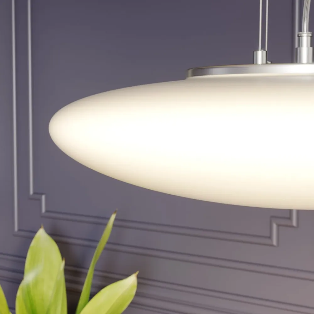 LED-hængelampe Gunda, hvid, glas, Ø 47 cm, dæmpbar^Lindby Hot