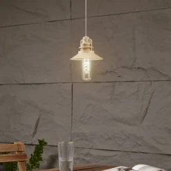 Lindby Udendørs Pendellamper|Terrassebelysning>LED-hængelampe Raul, beige, aluminium, Ø 15 cm