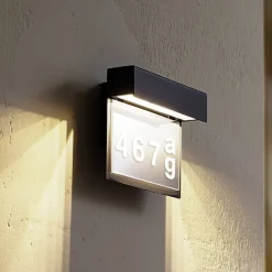 Lindby Terrassebelysning|Væglamper>LED-husnummerlampe Antal, antracit, aluminium