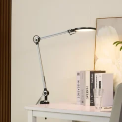 LED-klemlampe Nyxaris, grå, metal, CCT, 52 cm^Lindby Best