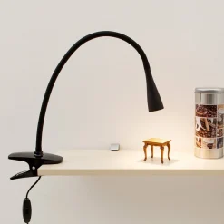 LED-klemmelampe Baris, højde 44 cm, sort, 3000K^Lindby New