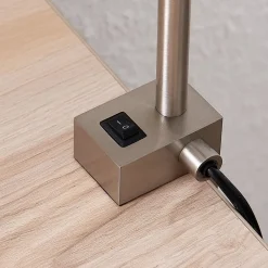 Lindby LED-klemmelampe Hanilo, højde 80 cm, nikkel, metal