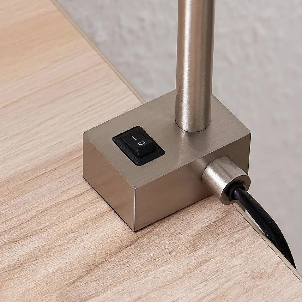 Lindby LED-klemmelampe Hanilo, højde 80 cm, nikkel, metal