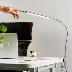 Lindby LED-klemmelampe Lionard, 53 cm, mat nikkel, metal