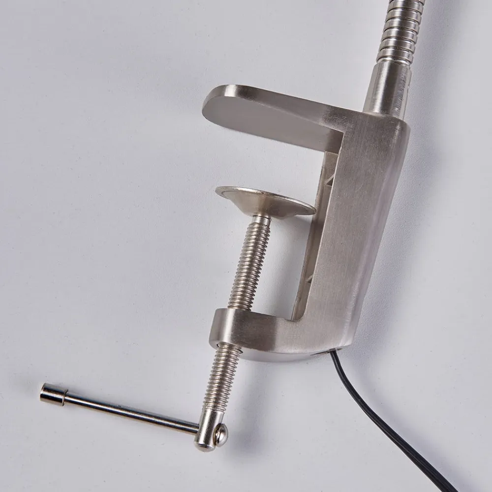 Lindby LED-klemmelampe Lionard, 53 cm, mat nikkel, metal