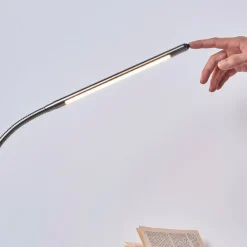 Lindby LED-klemmelampe Lionard, 53 cm, mat nikkel, metal