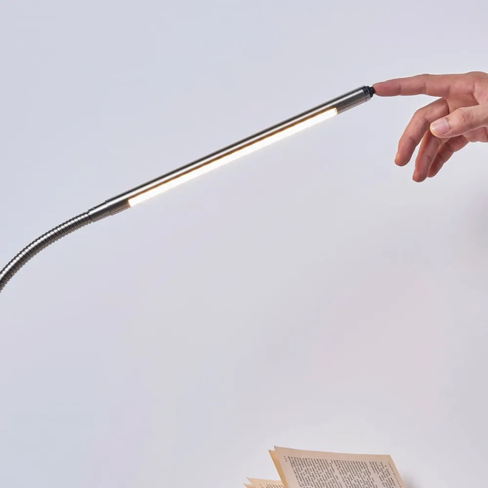 Lindby LED-klemmelampe Lionard, 53 cm, mat nikkel, metal