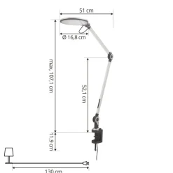Lindby LED-klemmelampe Nyxaris, sølv, metal, CCT, 52 cm