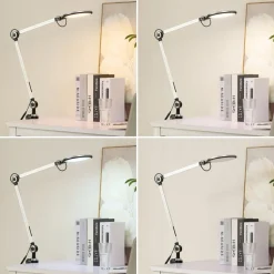 Lindby LED-klemmelampe Nyxaris, sølv, metal, CCT, 52 cm