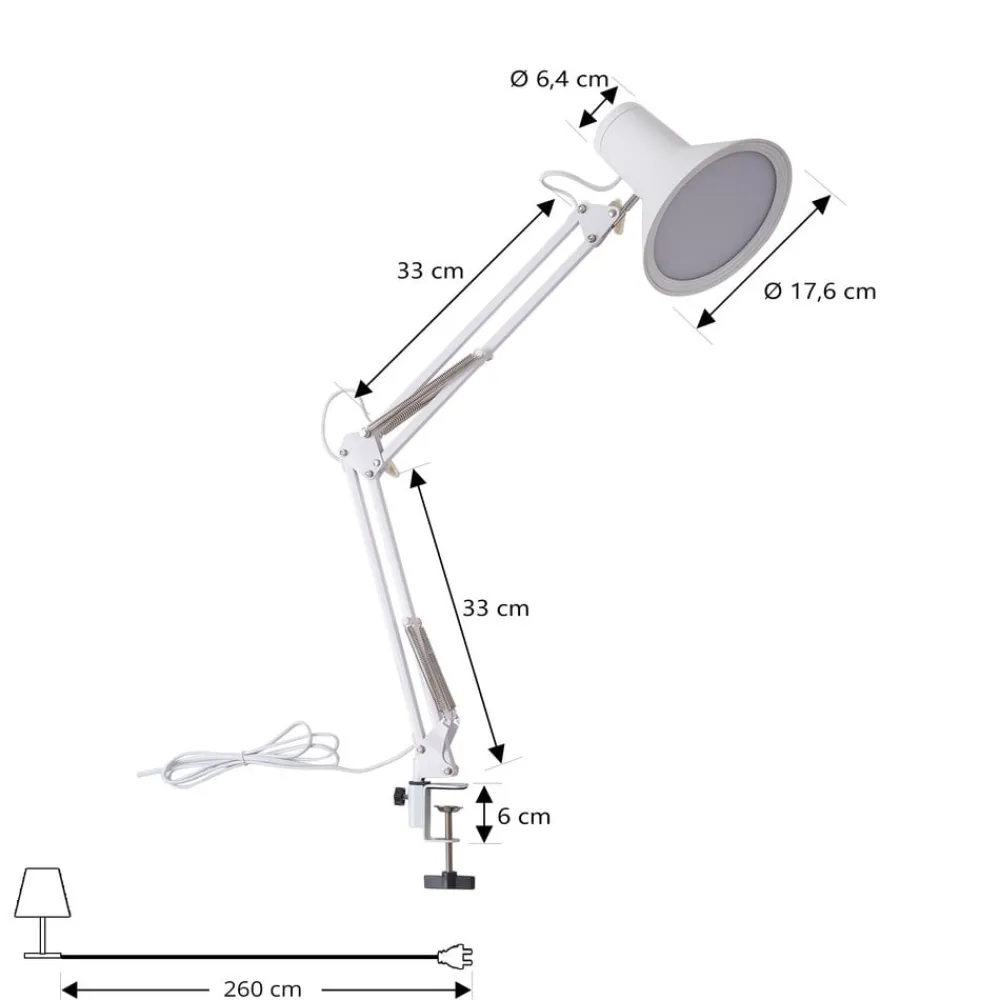 Lindby LED-klemmelampe Undra, hvid, metal, justerbar