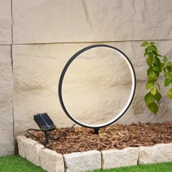 Lindby Dekorationsbelysning|Solcellelamper>LED-lampe med jordspyd Syrene, 45 cm, sort, aluminium