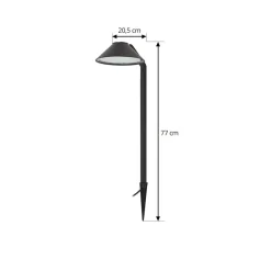 LED-lampe med jordspyd Capelo, sort, metal, 77 cm^Lindby Best
