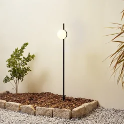 Lindby Udendørs Spot>LED-lampe med jordspyd Darleen, antracit, metal, Ø10cm