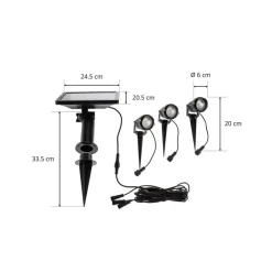 LED-lampe med jordspyd Malida, sæt med 3, sort^Lindby Discount