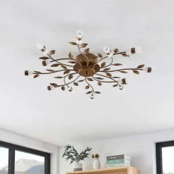 LED-loftlampe Bentas, bronze, metal, Ø 80 cm^Lindby Discount