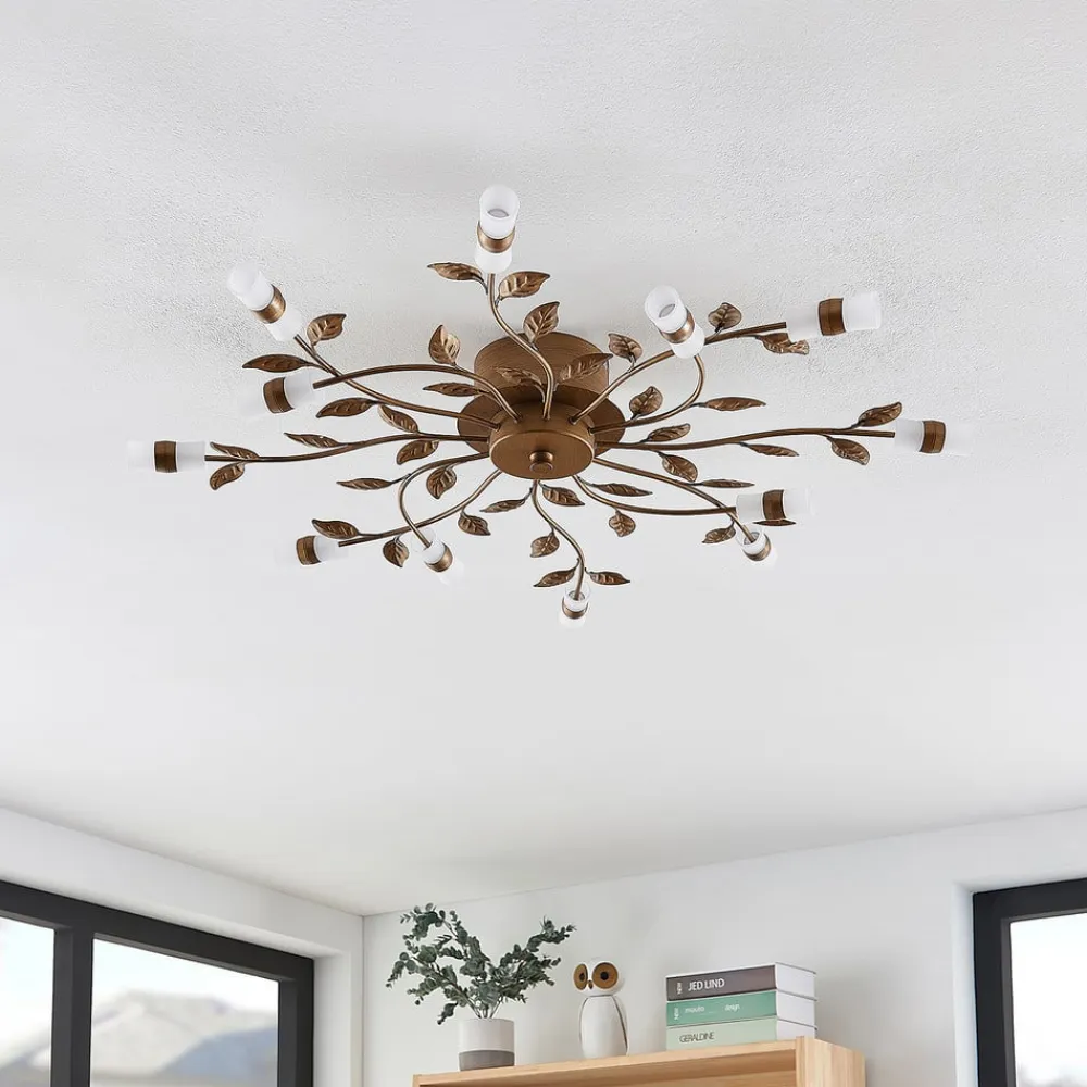 LED-loftlampe Bentas, bronze, metal, Ø 80 cm^Lindby Discount