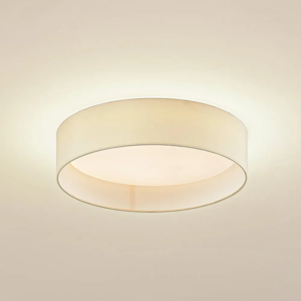 LED-loftlampe Eilif, stof, hvid, Ø 40 cm, CCT^Lindby
